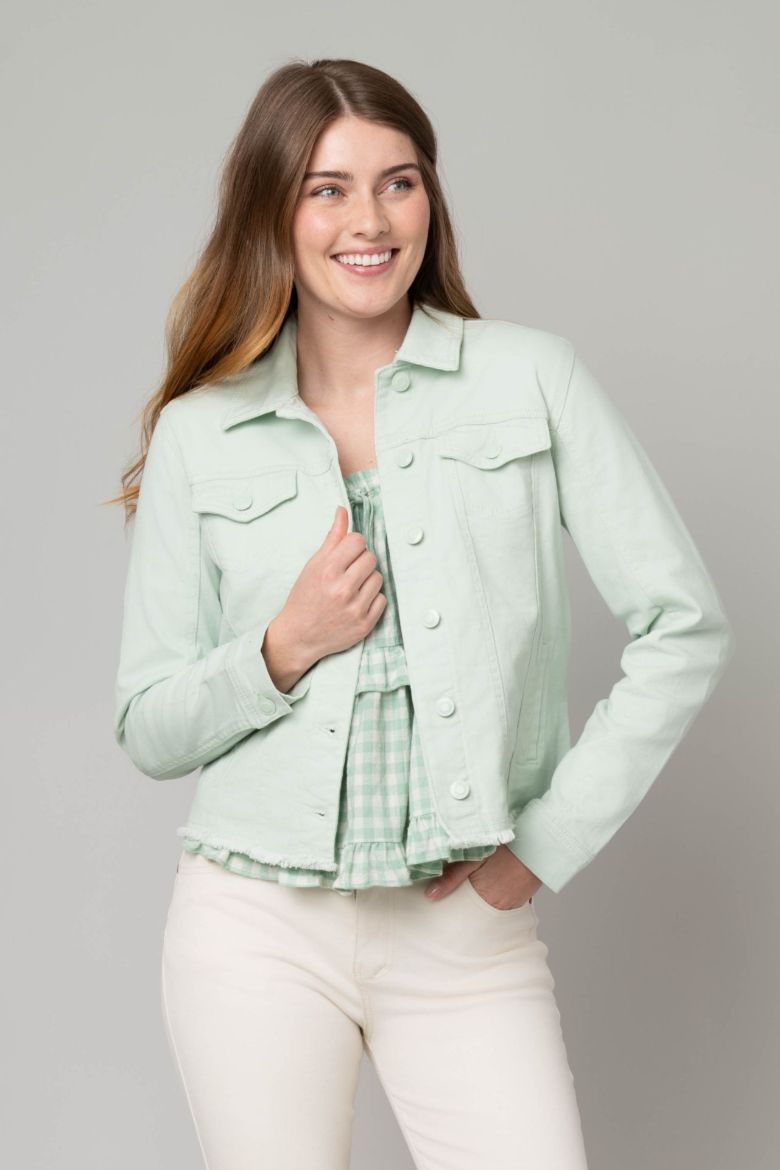 Frayed Denim Jacket w/ Novelty Buttons
