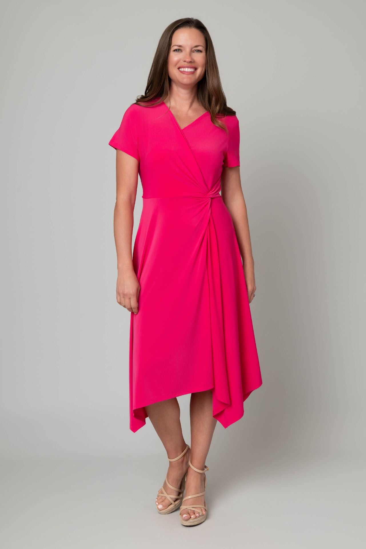 Solid Midi Dress w/ Side Detail