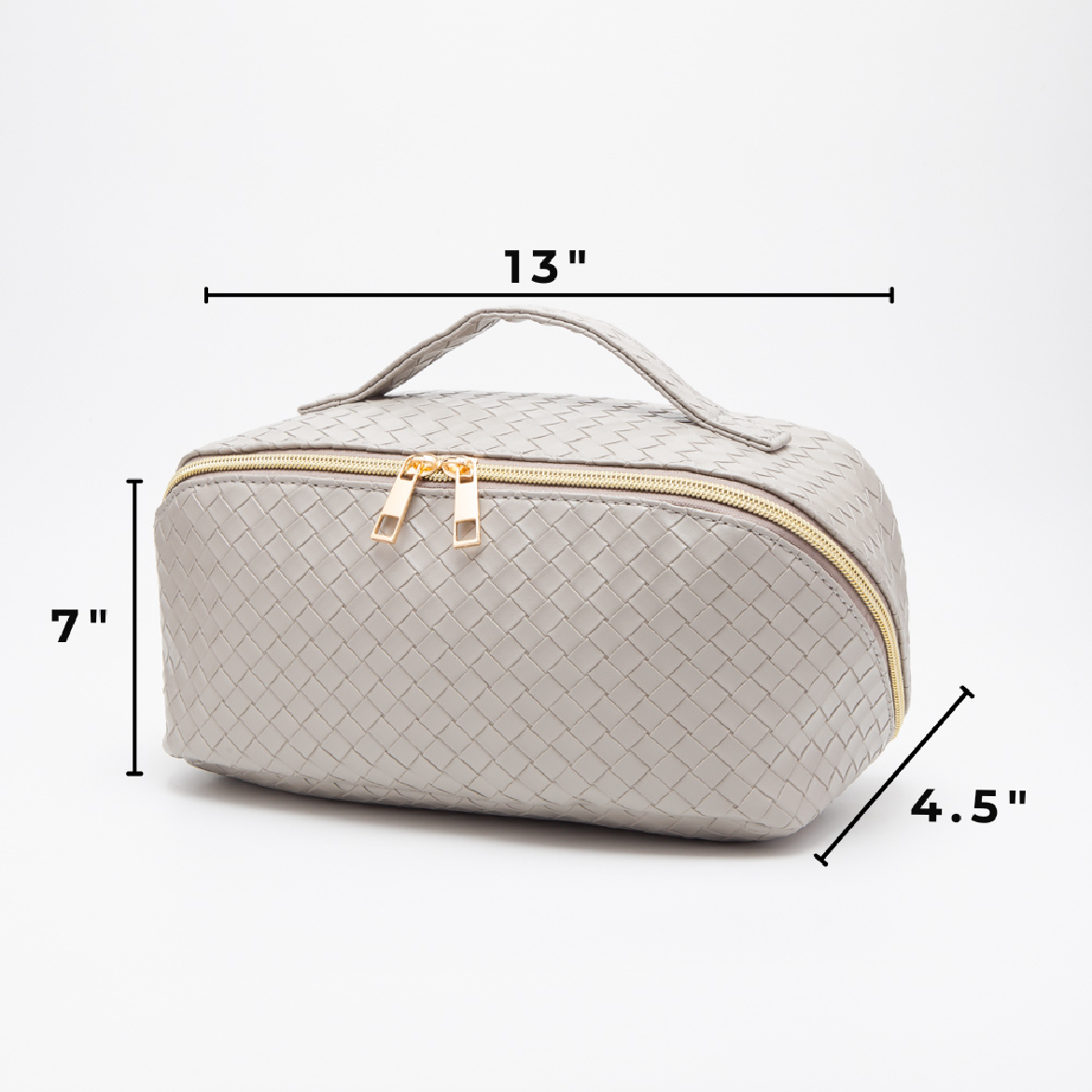 Juliette Woven Vegan Leather Satin Lined Makeup Bag
