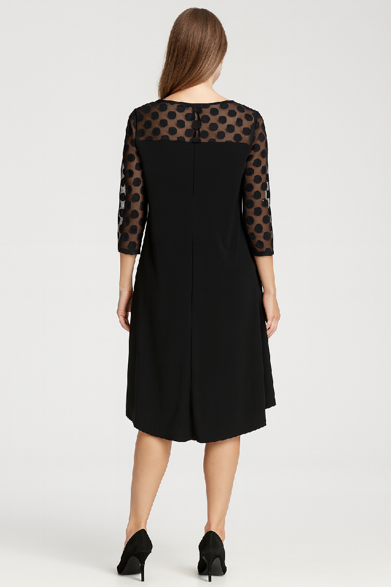 Mesh Polka Dot Trapeze Dress