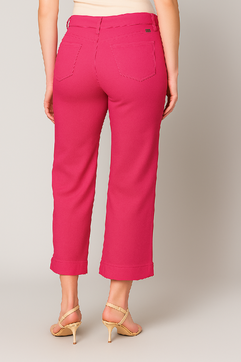 Vivid Berry Cropped Wide Leg Jean