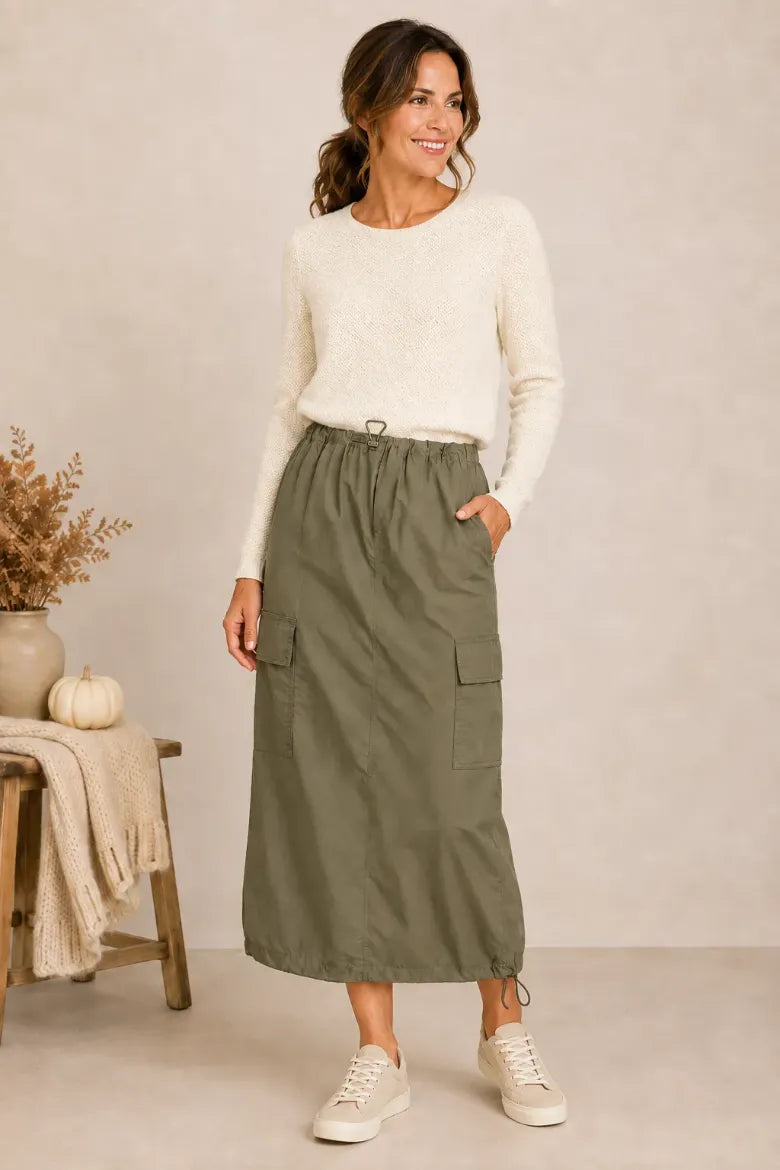 Parachute Cargo Midi Skirt