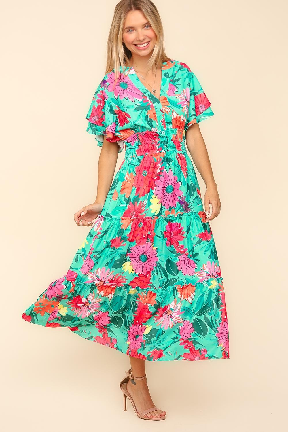 Floral Maxi with Flutter Sleeve