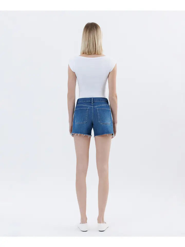 High Rise Drawstring Denim Shorts