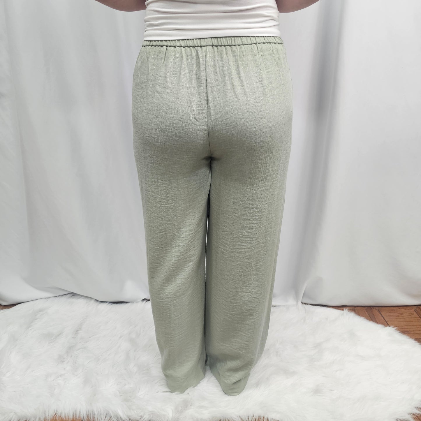 Halara High Waisted Drawstring Wide Leg Linen-Feel Pants