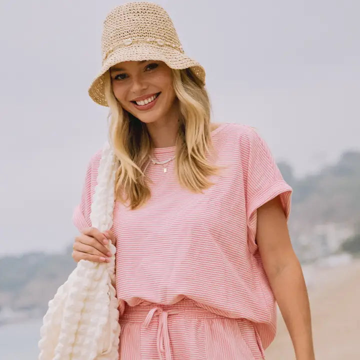Striped French Terry Top and Shorts Set