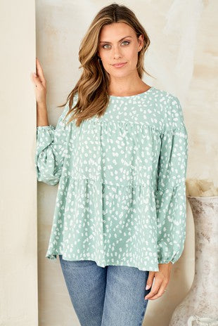 Abstract Splash-Dot Print Woven Blouse