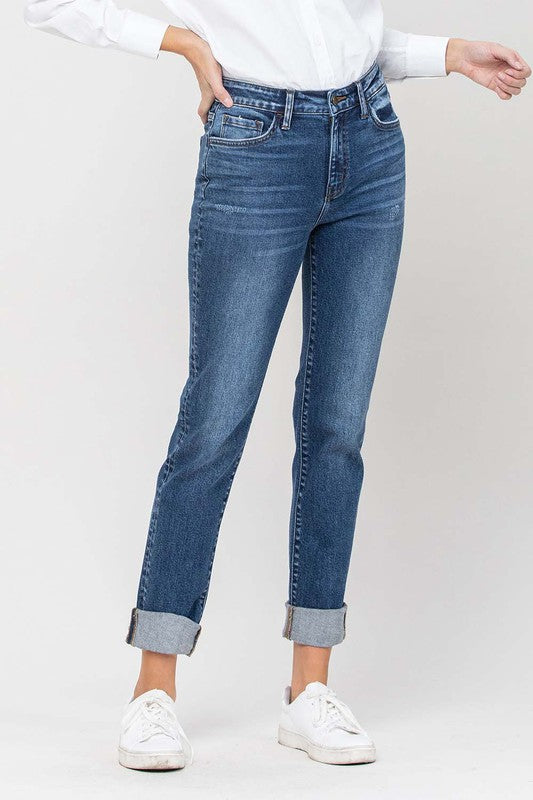 Flying Monkey High Rise Double Cuffed Boyfriend Jeans