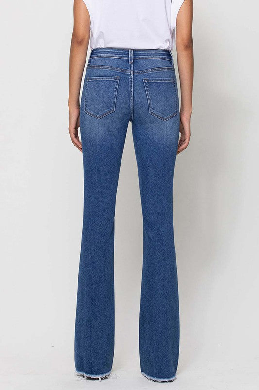 Vervet MID RISE RAW HEM FLARE JEANS