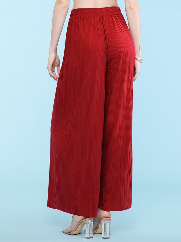 Pleated Wide Leg Palazzo Pants with Drawstring
