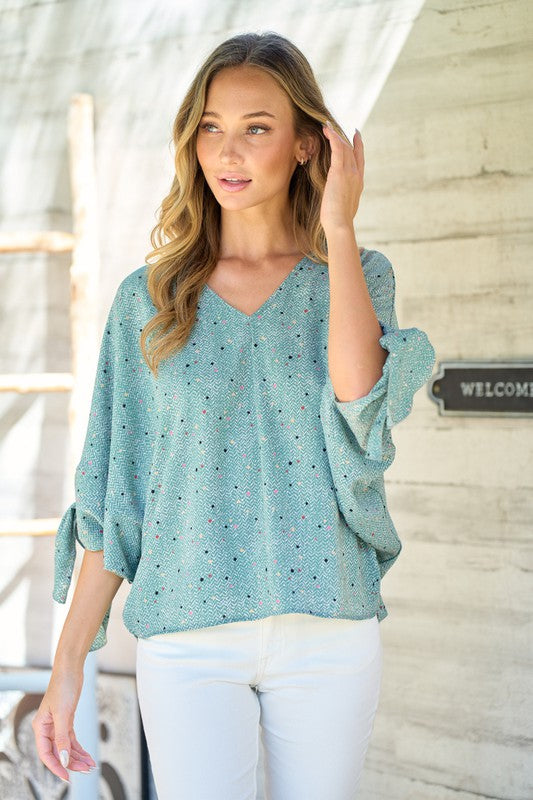 Blouse with Tie Sleeve