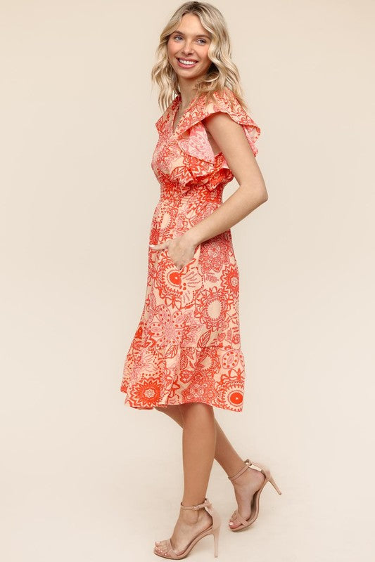 Fit & Flare Smocking Waist Dress