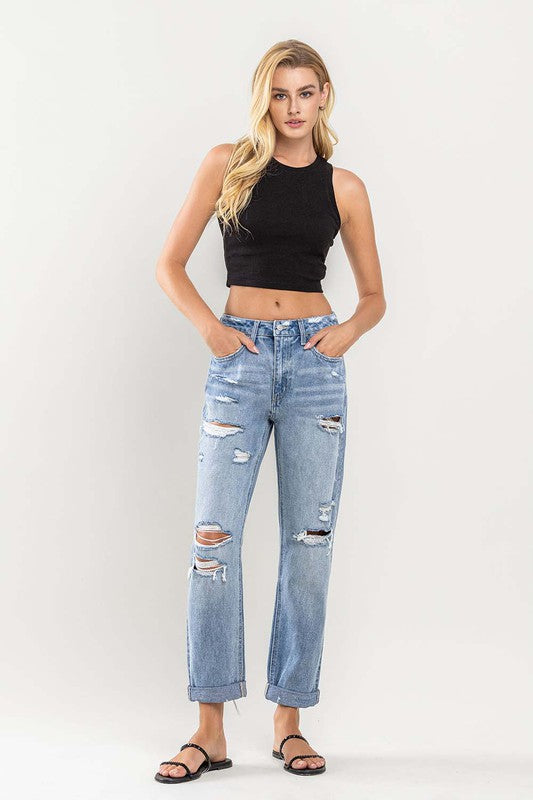 Flying Monkey HIGH RISE CUFFED BOYFRIEND JEANS
