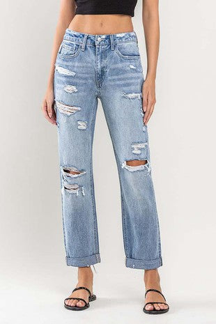 Flying Monkey HIGH RISE CUFFED BOYFRIEND JEANS