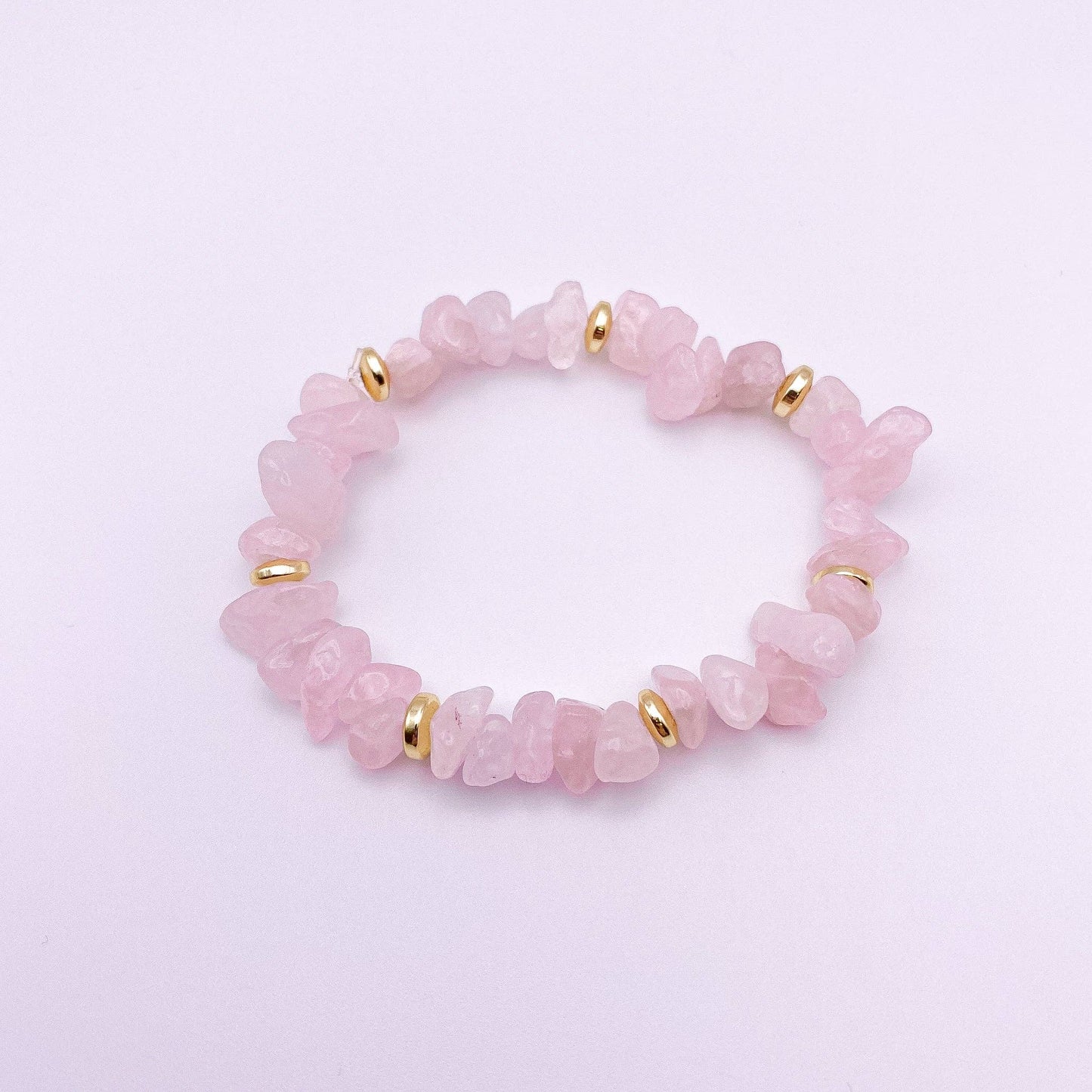Wonderland rose quartz and gold stretch bracelet