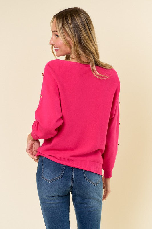 Dolman Sleeve Rib-knit Sweater Top