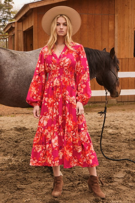 Floral Printed Midi Dress