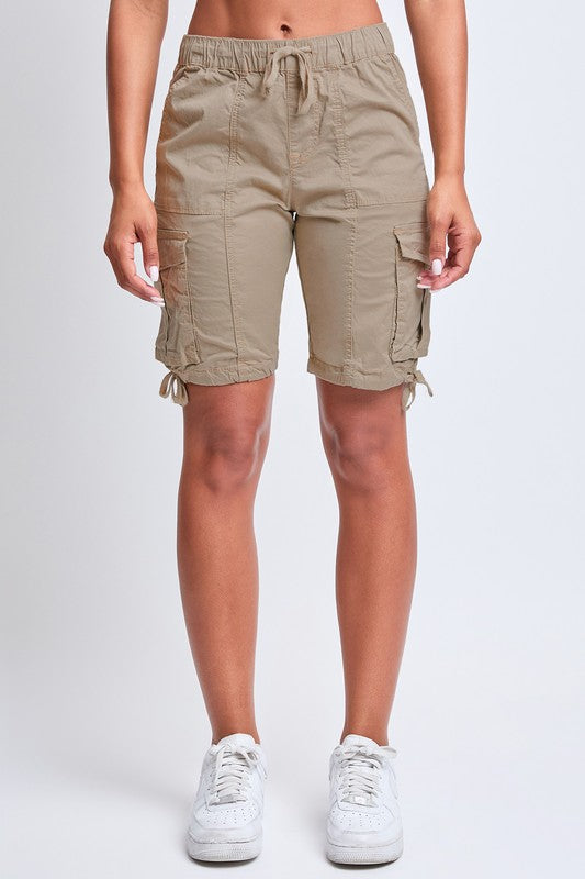 High Rise Long Cargo Shorts