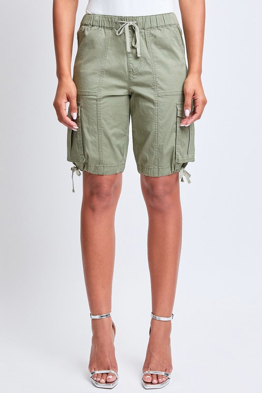 High Rise Long Cargo Shorts