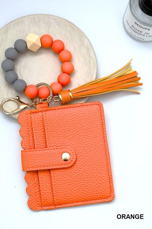 Beaded Bracelet Keychain Card Holder/Wallet