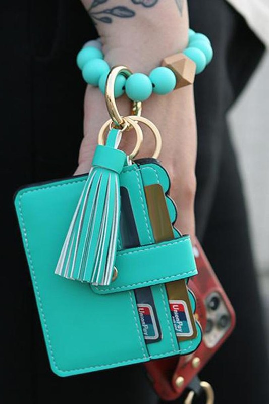 Beaded Bracelet Keychain Card Holder/Wallet
