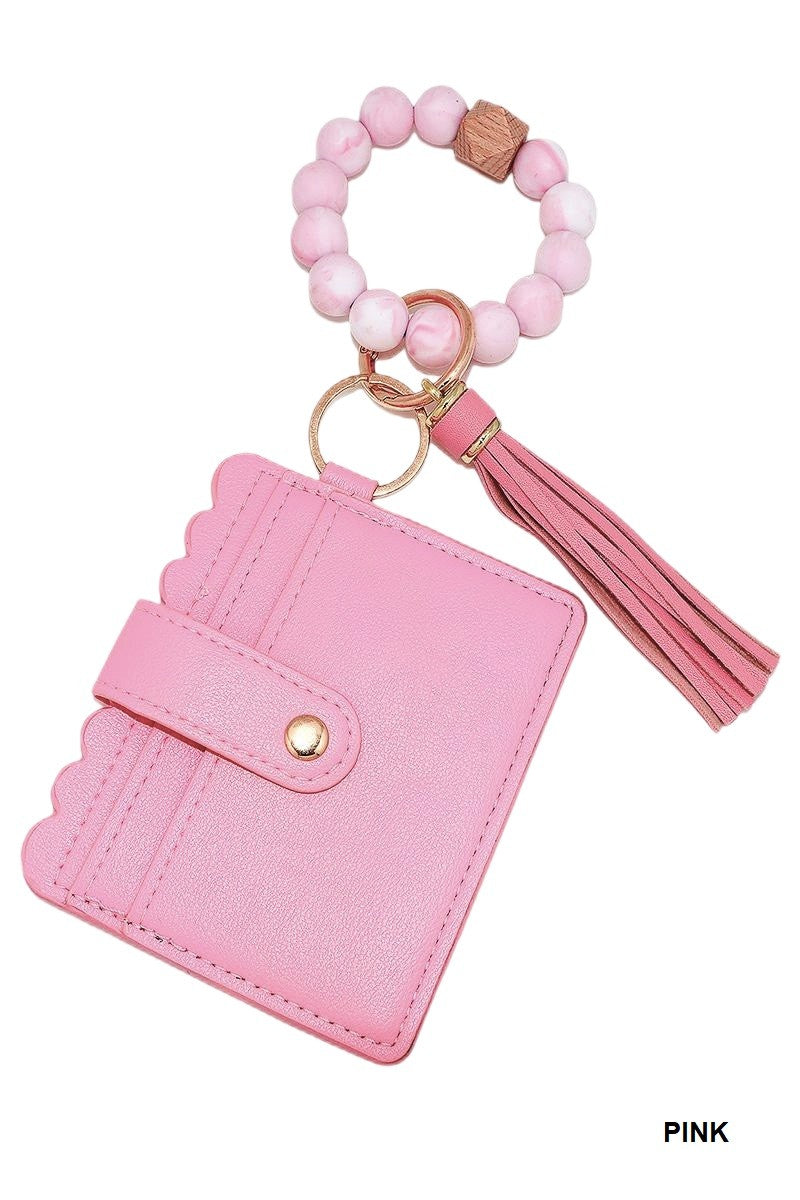 Beaded Bracelet Keychain Card Holder/Wallet