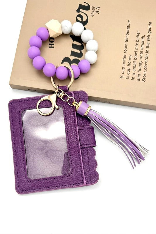Beaded Bracelet Keychain Card Holder/Wallet