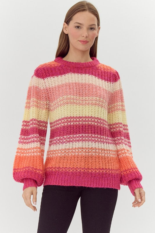 Chunky Knitted Striped Sweater