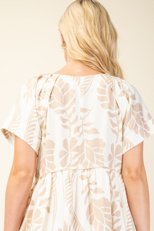 V-neck Short Sleeve Midi Dress