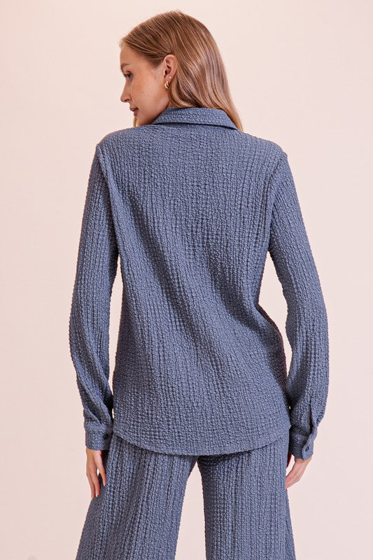 Long Sleeve Textured Blouse