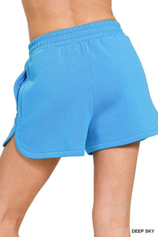 Fleece Elastic Waistband Dolphin Shorts
