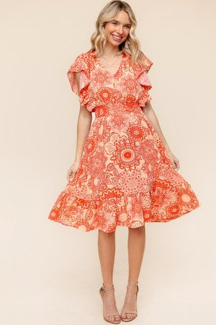 Fit & Flare Smocking Waist Dress