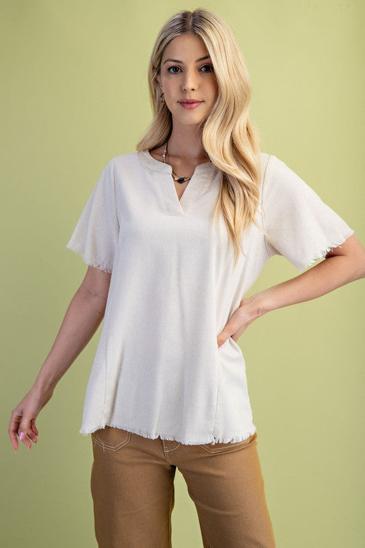 Linen Short Sleeve Top