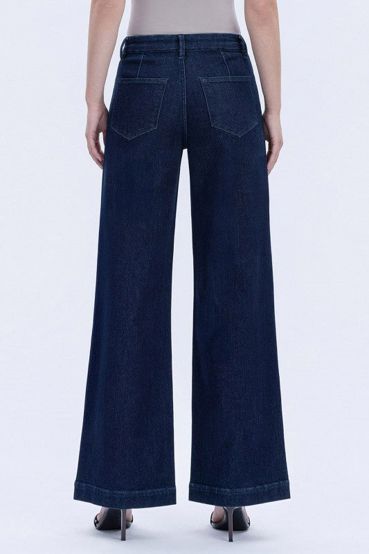 Flying Monkey High Rise Seamless Wb Trouser Hem Wide Jeans
