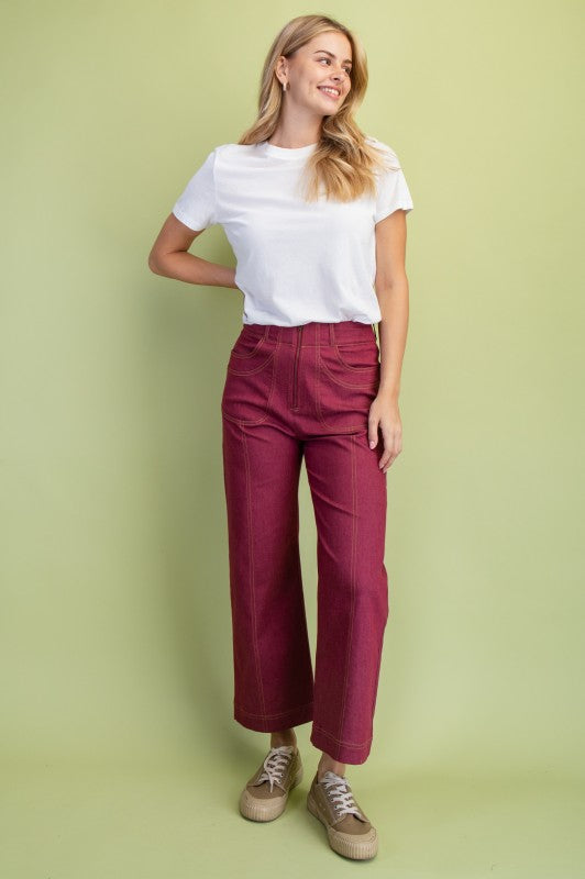 Ankle Cropped Exposed Zipper Pants