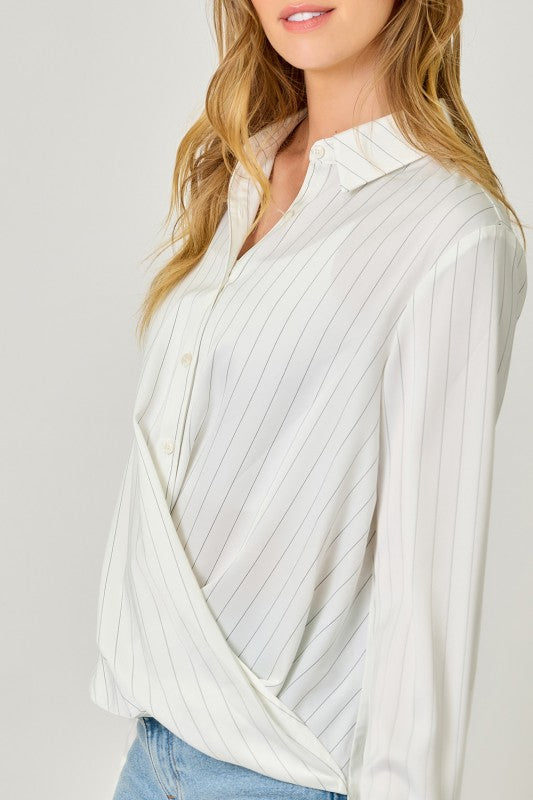 Stripe Twisted Bottom Blouse