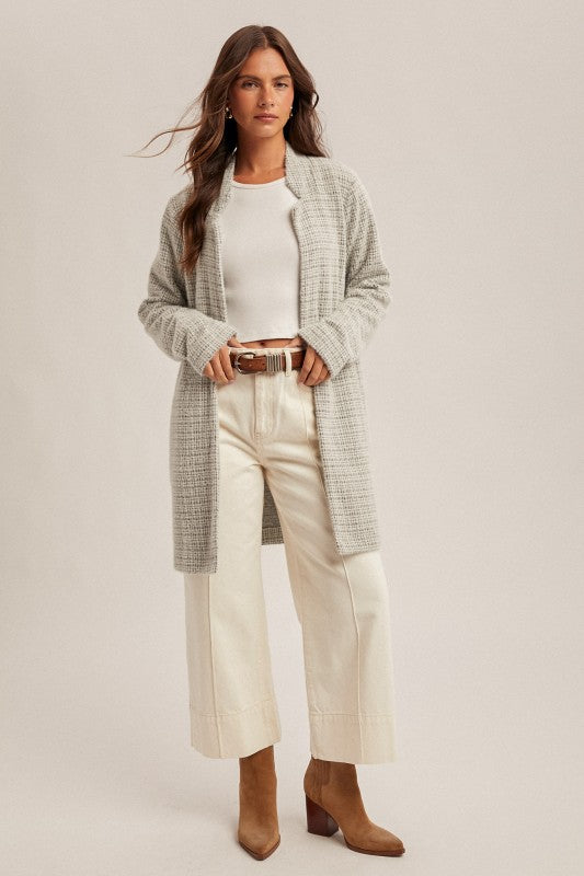 Brushed Houndstooth Lightweight Coatigan