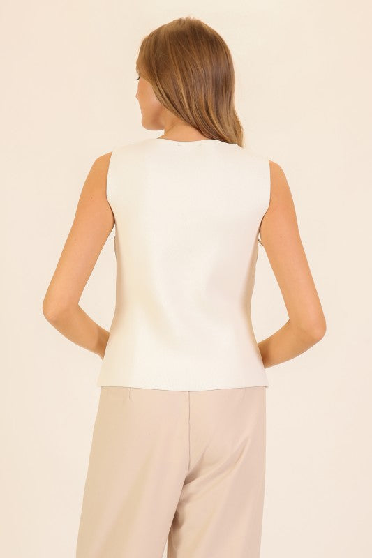 Classic Button-front Knit Tank Top