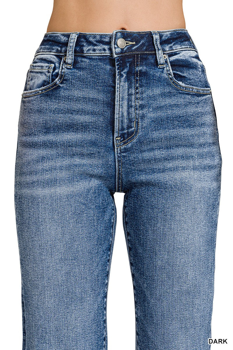 Cuffed Straight Denim Jeans