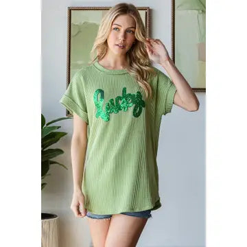 Urban Rib Short Sleeve Top with Lucky Patch