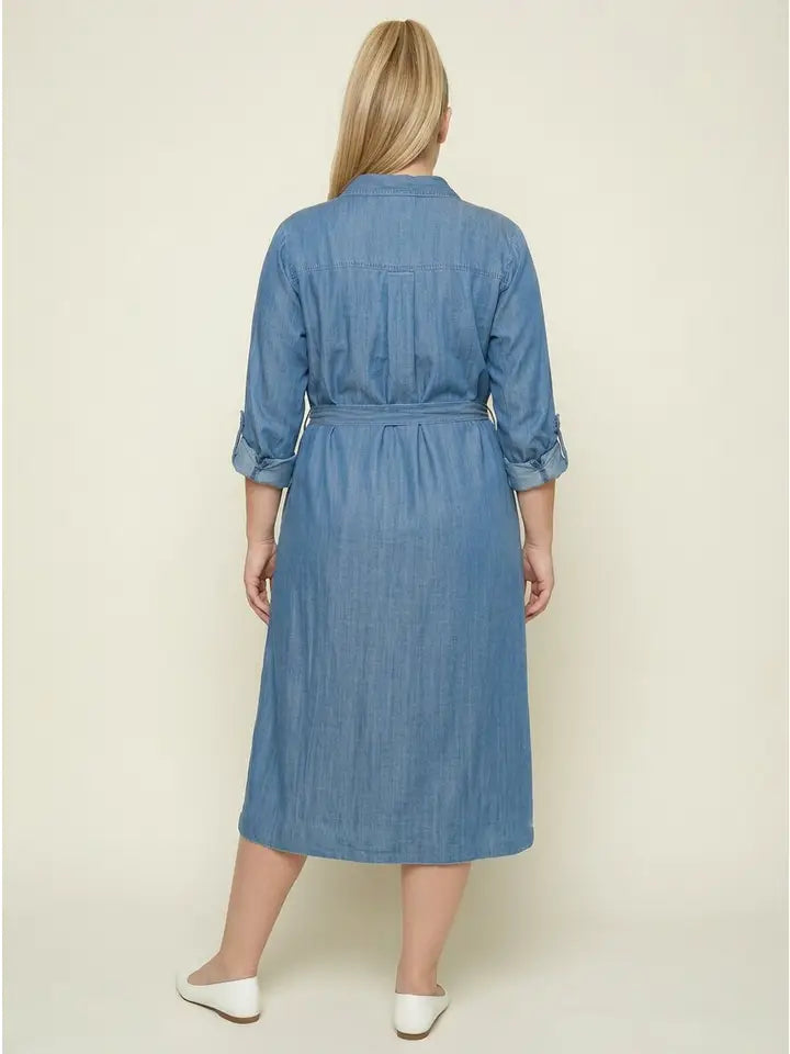 Collard Denim Hi-Lo Dress