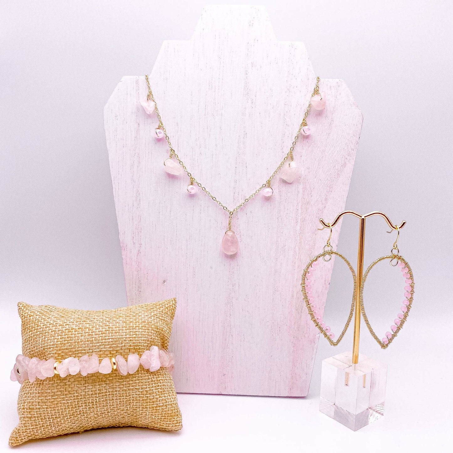 Wonderland gold and pink crystal statement earrings