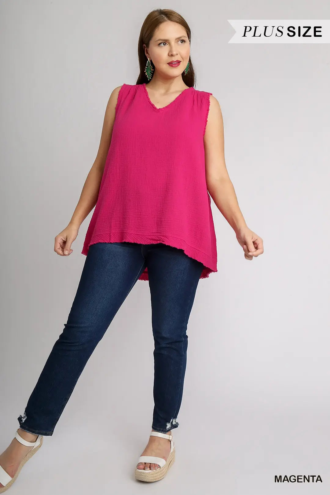 Raw Edge Sleeveless Top