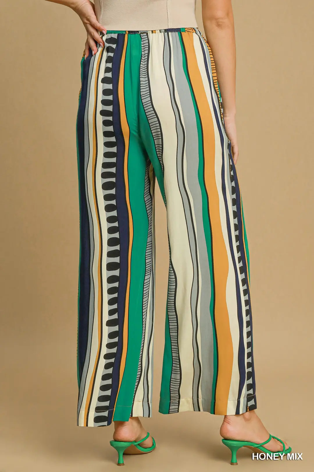 Wide Leg Abstract Print Pants
