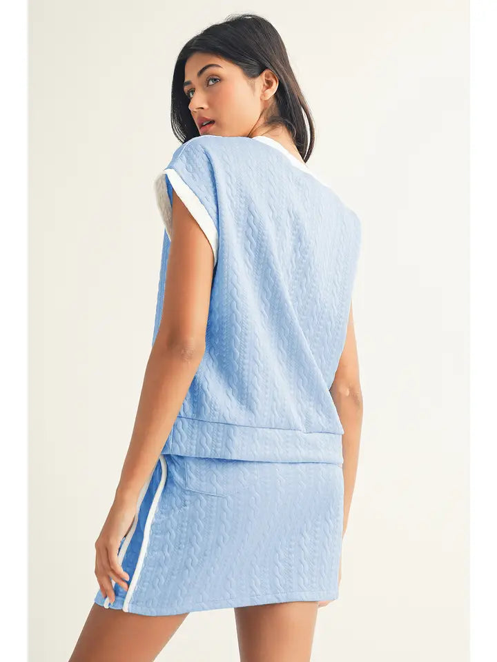 Textured Crewneck Top & Skirt Set