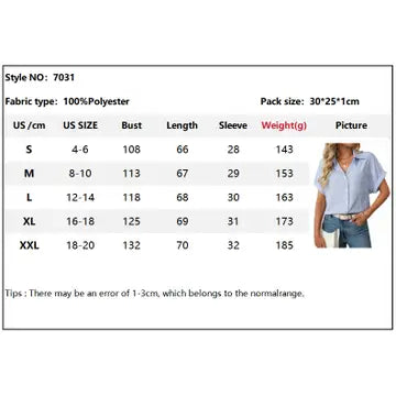 Button Down Short Sleeve Lapel Striped Casual Shirt