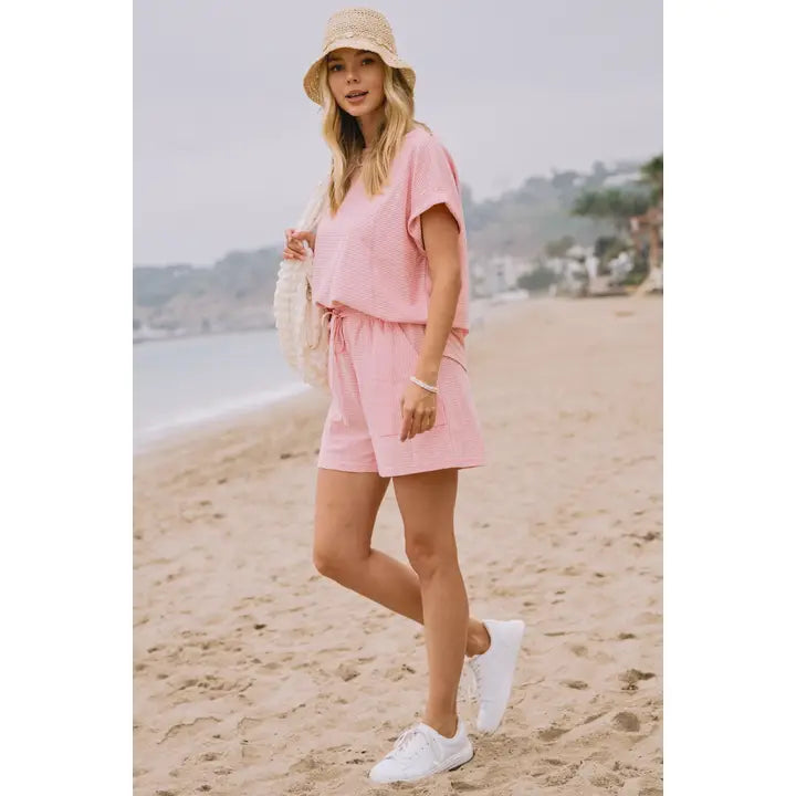 Striped French Terry Top and Shorts Set