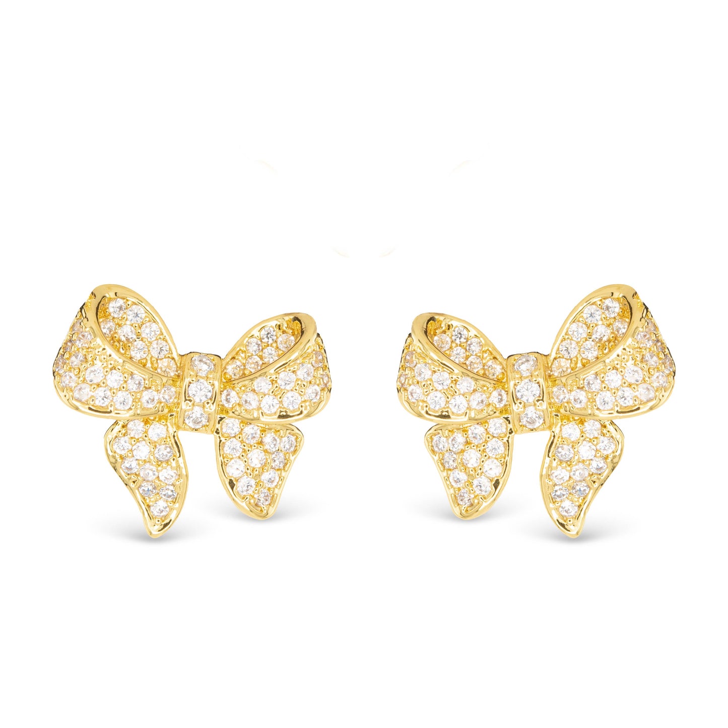 Gold CZ Bow Earrings