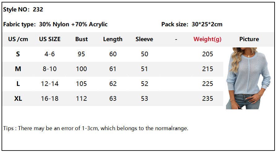 Crew Neck Long Sleeve Knitted Thick Stitch Casual Sweater