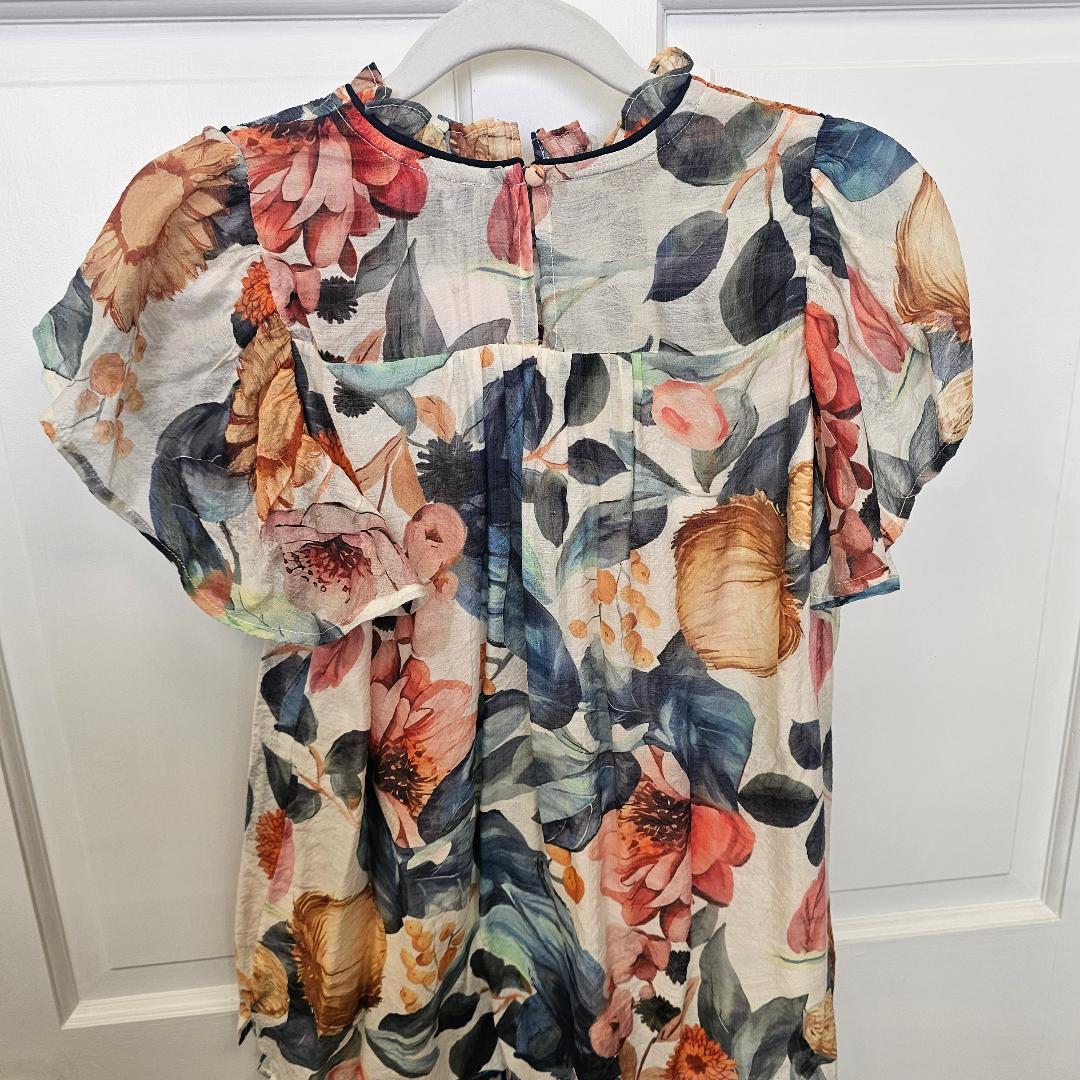 Floral Smocked Neck Blouse